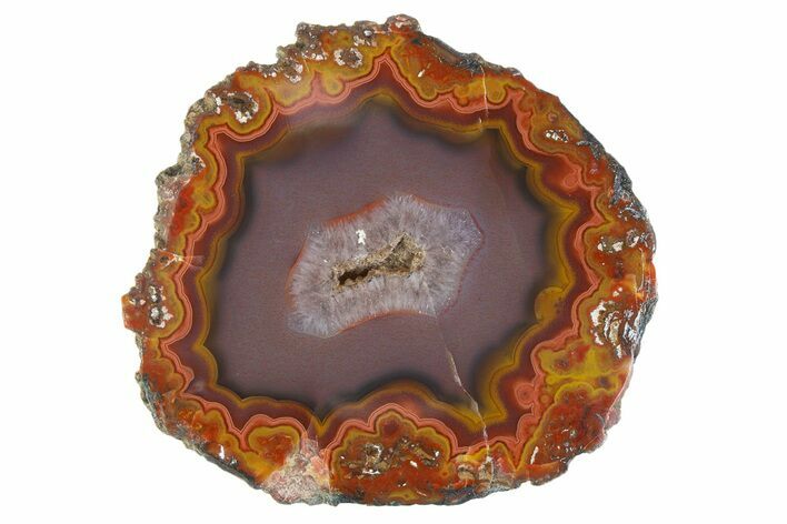 Polished Red/Purple/Orange Banded Agate - Kerrouchen, Morocco #372661